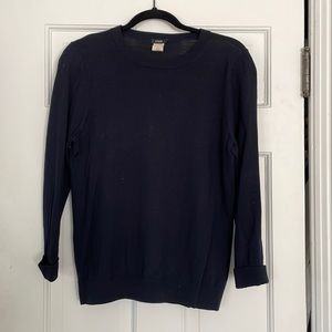 J.Crew 100% wool black crewneck sweater 3/4 sleeves